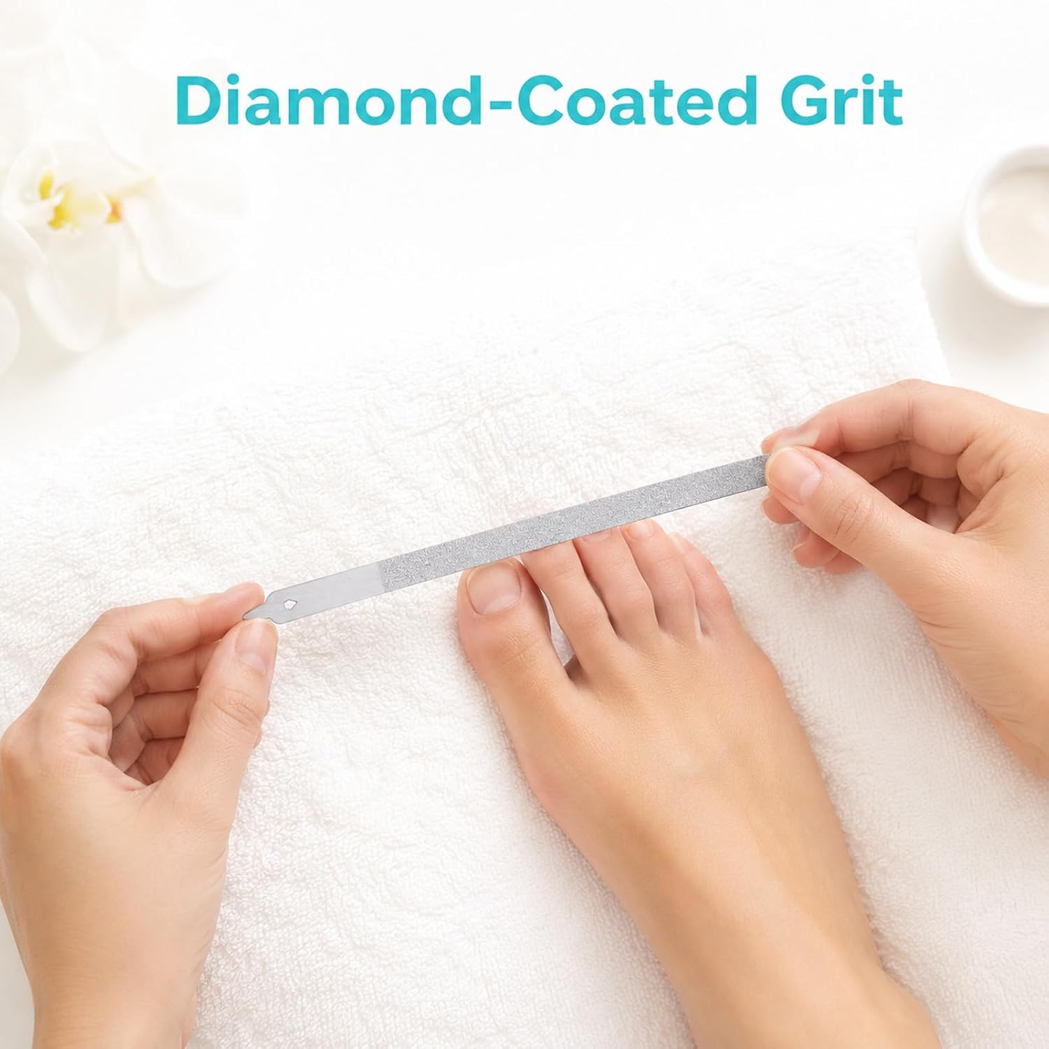 4 Pcs Diamond Nail File, Stainless Steel Metal Nail Files with Pointed Tip