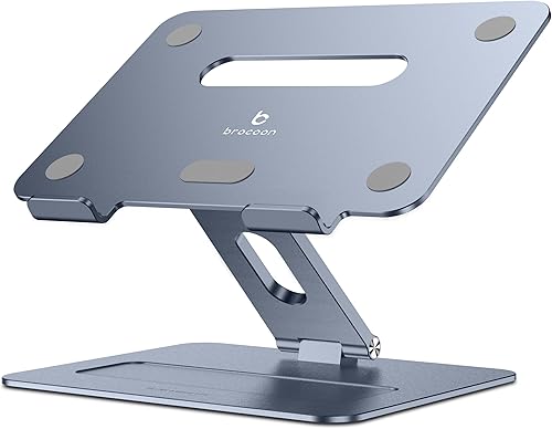 brocoon Soporte para laptop para escritorio, soporte ajustable para laptop azul neblina, soporte ergonómico ajustable de aluminio para computadora