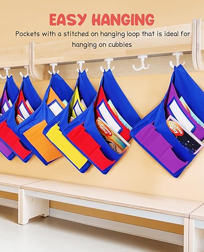 Miniatura 7 de JoyCat Bolsillos para sillas de estudiantes para aulas con etiquetas de nombre, fundas de almacenamiento de asiento escolar, tabla de bolsillo para