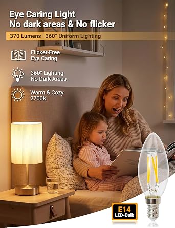 HSLighting Bedside Lamps, Touch Table Lamp for Living Room Bedroom, 3-Way Dimmable Small Lamp with 3D Pleats Fabric Shade Minimalist Nightstand Warm White for Kids Room Study Dorm Office Gift Decor
