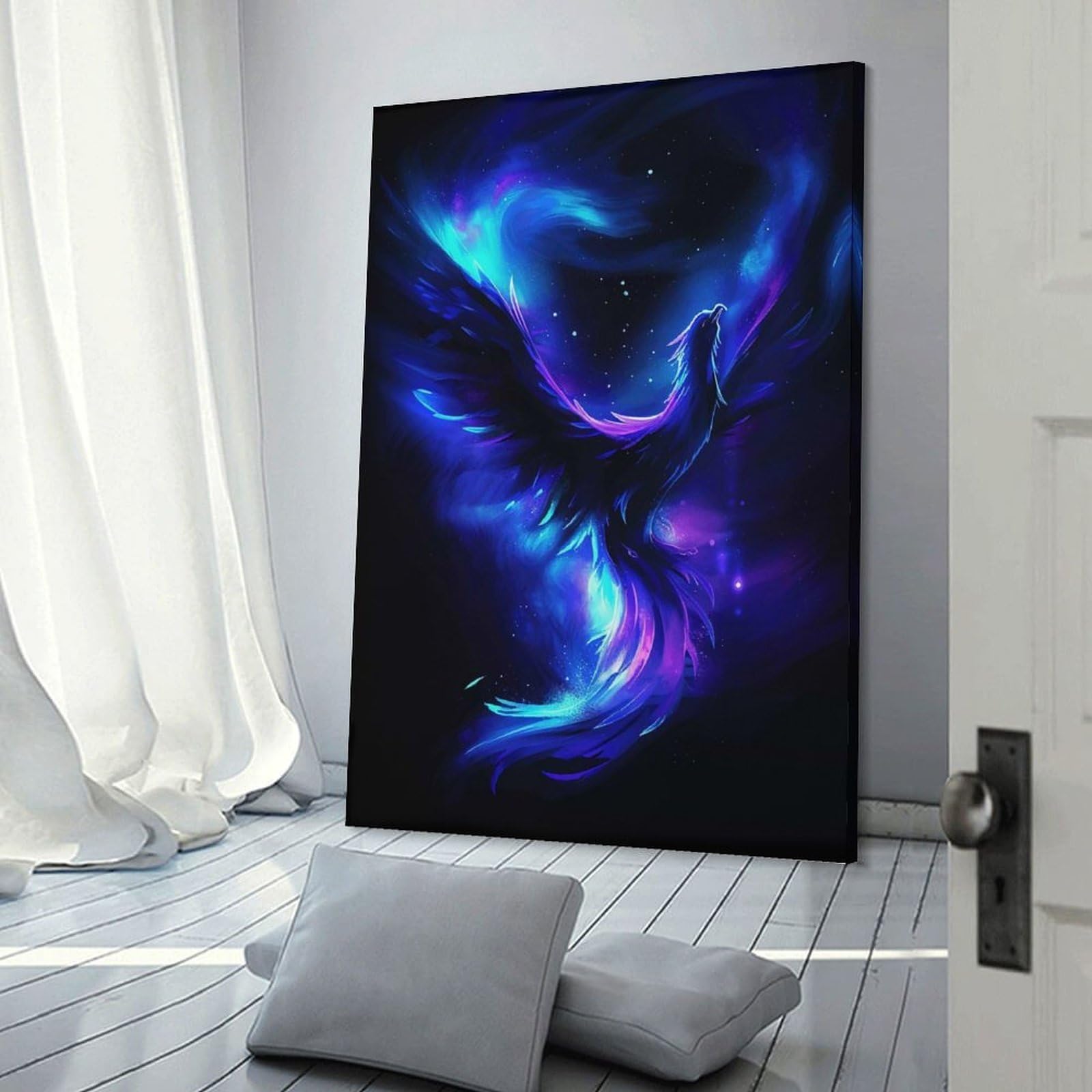 Junmoney Phoenix Neon Animal Decorative Canvas Print 24x36inch(60x90cm), for Home, Office, Studio Or Guest Room, Versatile Wall Decor for Many Rooms