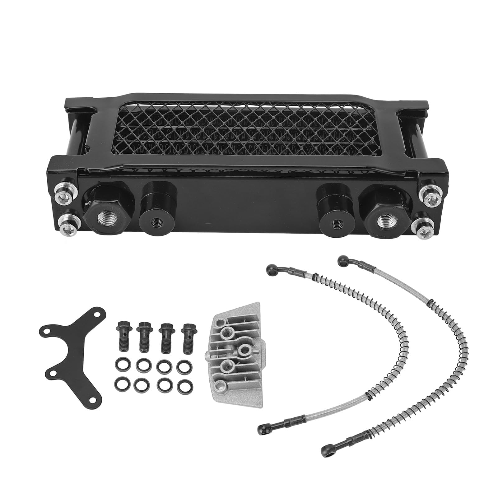 Kit Radiatore Olio Moto, Kit Radiatore Motore Ad Alta Efficienza in Alluminio a 4 File Radiatore di Raffreddamento Olio Motore per Monkey 125 50cc a 150cc Dirt Pit Bike (BLACK)