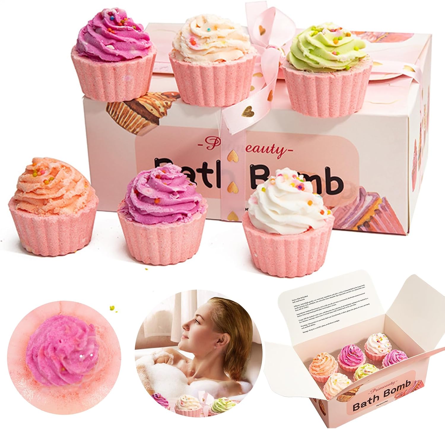 Bath Bombs Gift Set 6 Pieces Bath Bombs Aromatherapy for Children Women Birthday Christmas Gifts Self-Care and Body Restoration Shower Steamer