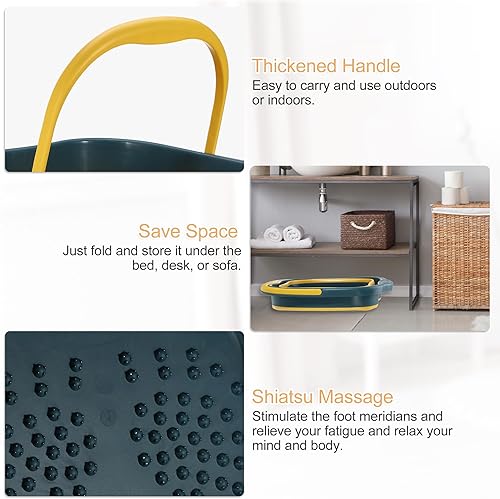 Miniatura 3 de VOCOSTE Bañera de pies plegable, bañera de remojo de pies de 15L4 galones, bañera de remojo de pies con asa, lavabo de baño de remojo de pies para