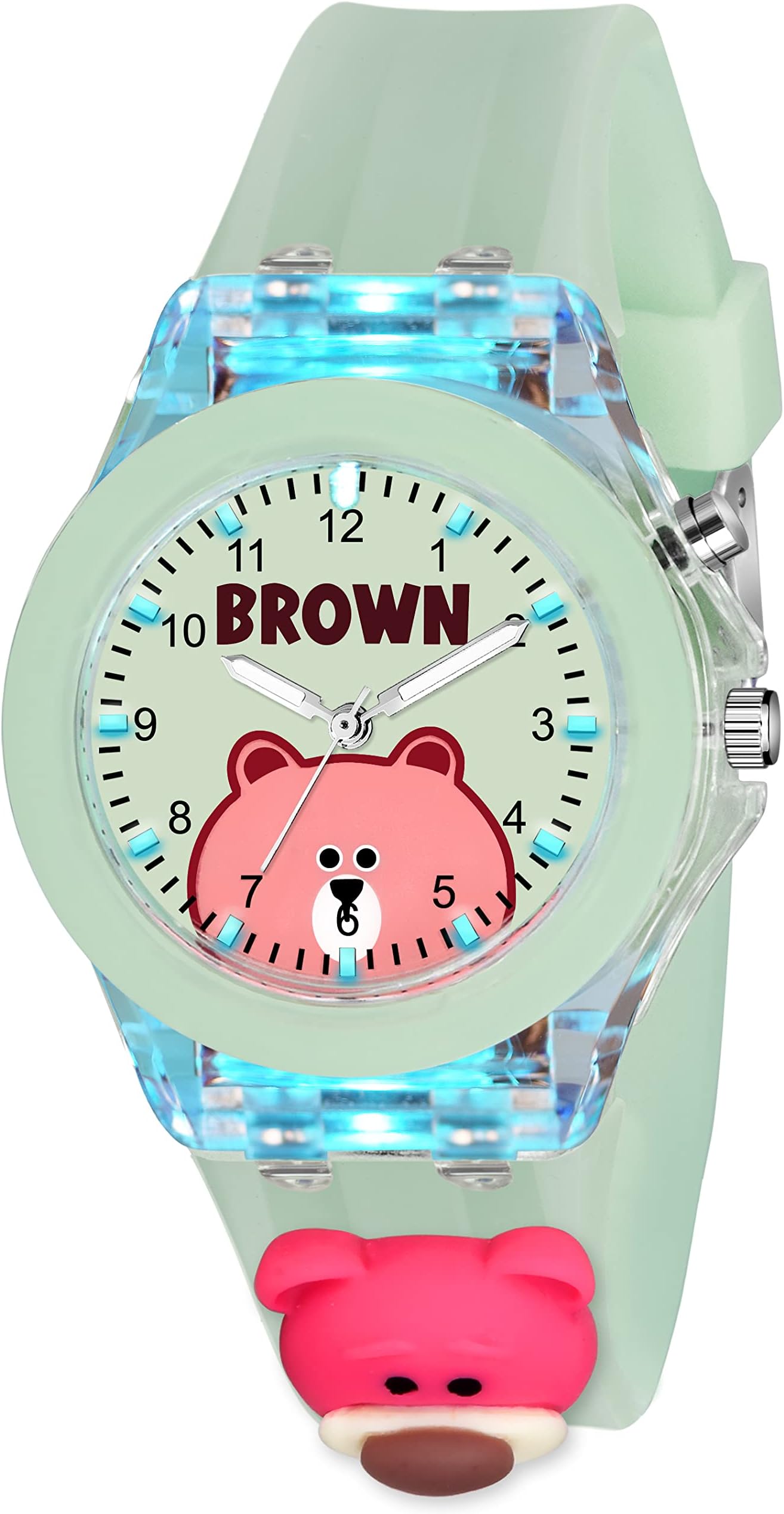 SWADESI STUFFCute Cartoon Multi Color Lights Rubber Strap Analog Watch for Girls