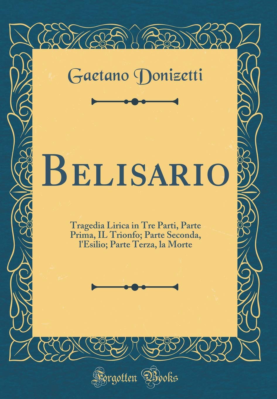 Belisario livre d'opéra classique de collection pour passionnés d'art