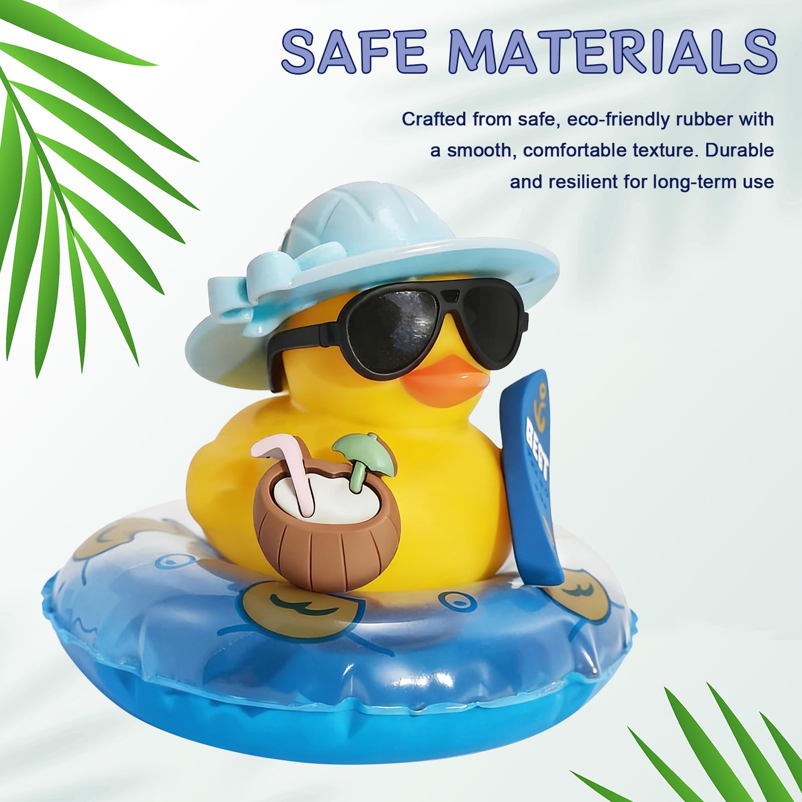 Adornos de Goma para el Coche con Forma de Pato, Patos veraniegos con Tabla de Surf, Adornos novedosos de Goma para el salpicadero del Coche, Pato Coche Genial Salpicadero (Azul) — view 4