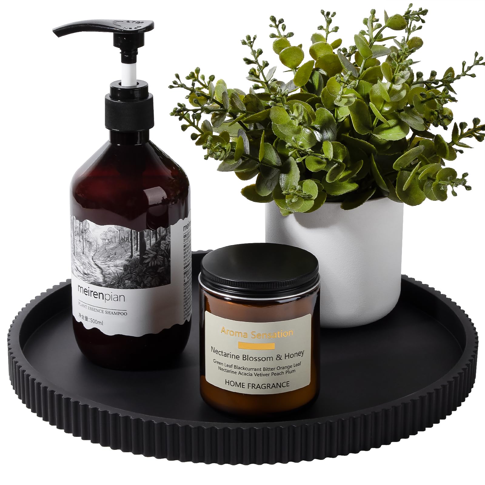 Silicone Bathroom Tray - Black Perfume Organizer -12