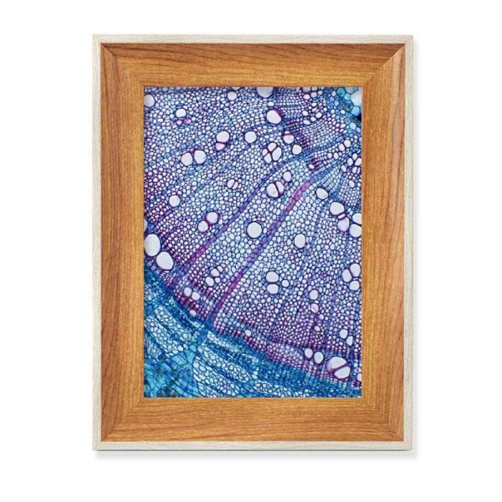 Cadre de photo en bois avec modèle de cellule bleue pour affichage de bureau