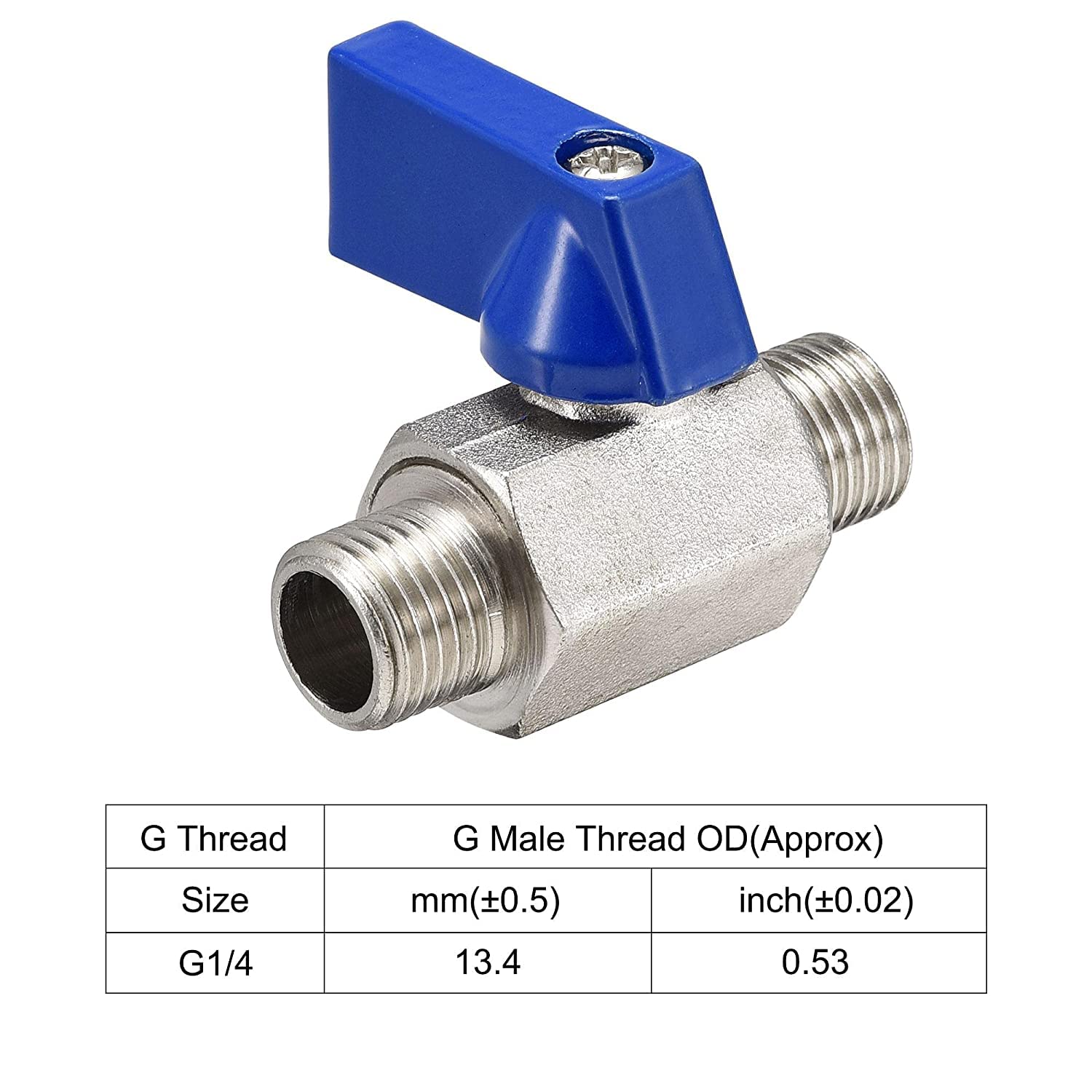 Conexión de válvula de Cierre, válvula de Control, válvula de Bola de latón, Interruptor de Cierre G1/4 Macho a Macho, Conector de acoplador de Tubo, Azul, 2 Piezas