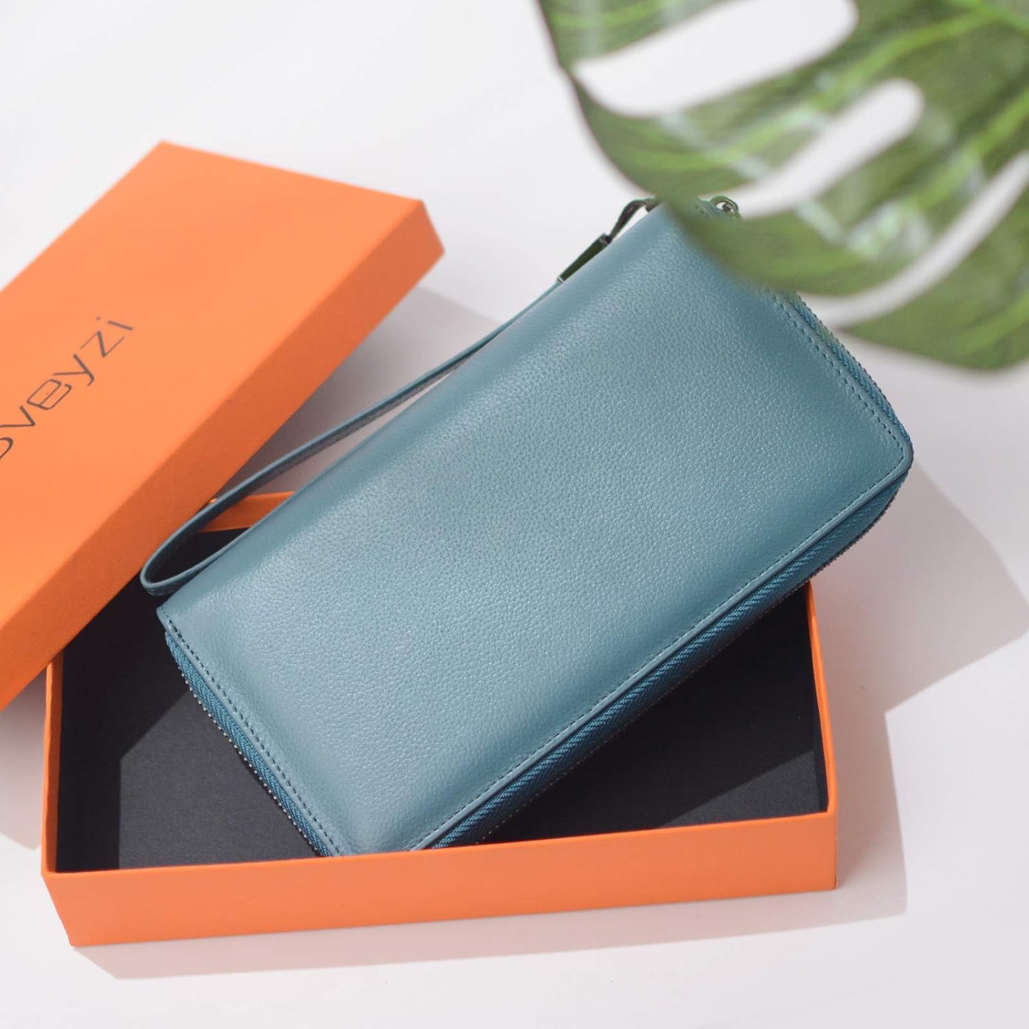 Bveyzi Women RFID Blocking Wallet Leather Zip Around Phone Clutch Large Capacity Ladies Travel Purse Wristlet | RFID Blocking, Zip Around, Large Capacity - Image 8