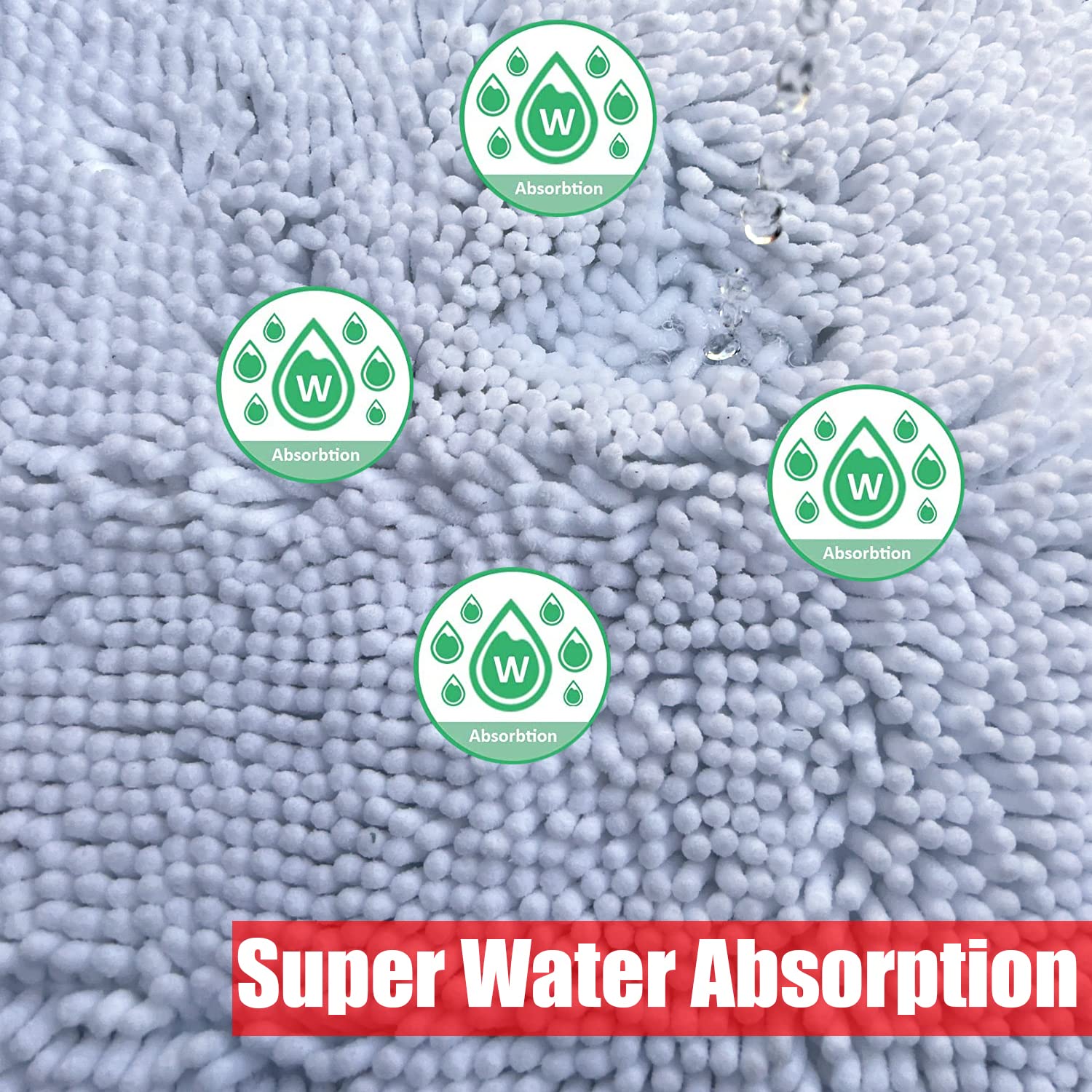 UHouseST Bath Mat Set (3pcs), Non Slip Chenille Bath Mats, Extra Soft, Water Absorbent - Image 3