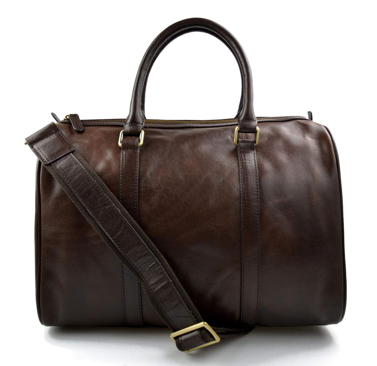 Bolsa de viaje pequeño bolsa cabina cuero bolso hombres mujeres bolso deportivo bolso de mano bolso de espalda en cuero maletín marron oscuro