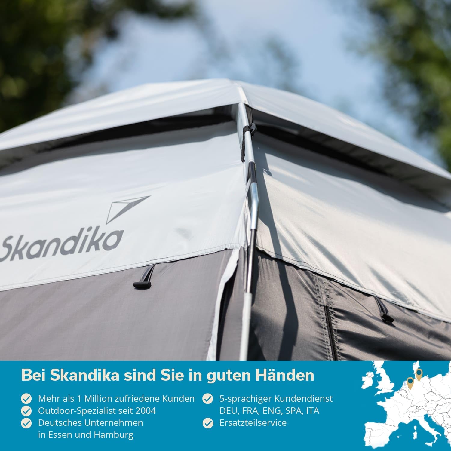 Skandika Camping Duschzelt | großes Umkleidezelt mit 230 cm Stehhöhe, silberbeschichtet, Blickdicht, separater Boden, 3 abdeckbare Fenster, Handtuchhalterung, Duschbefestigung | Toilettenzelt
