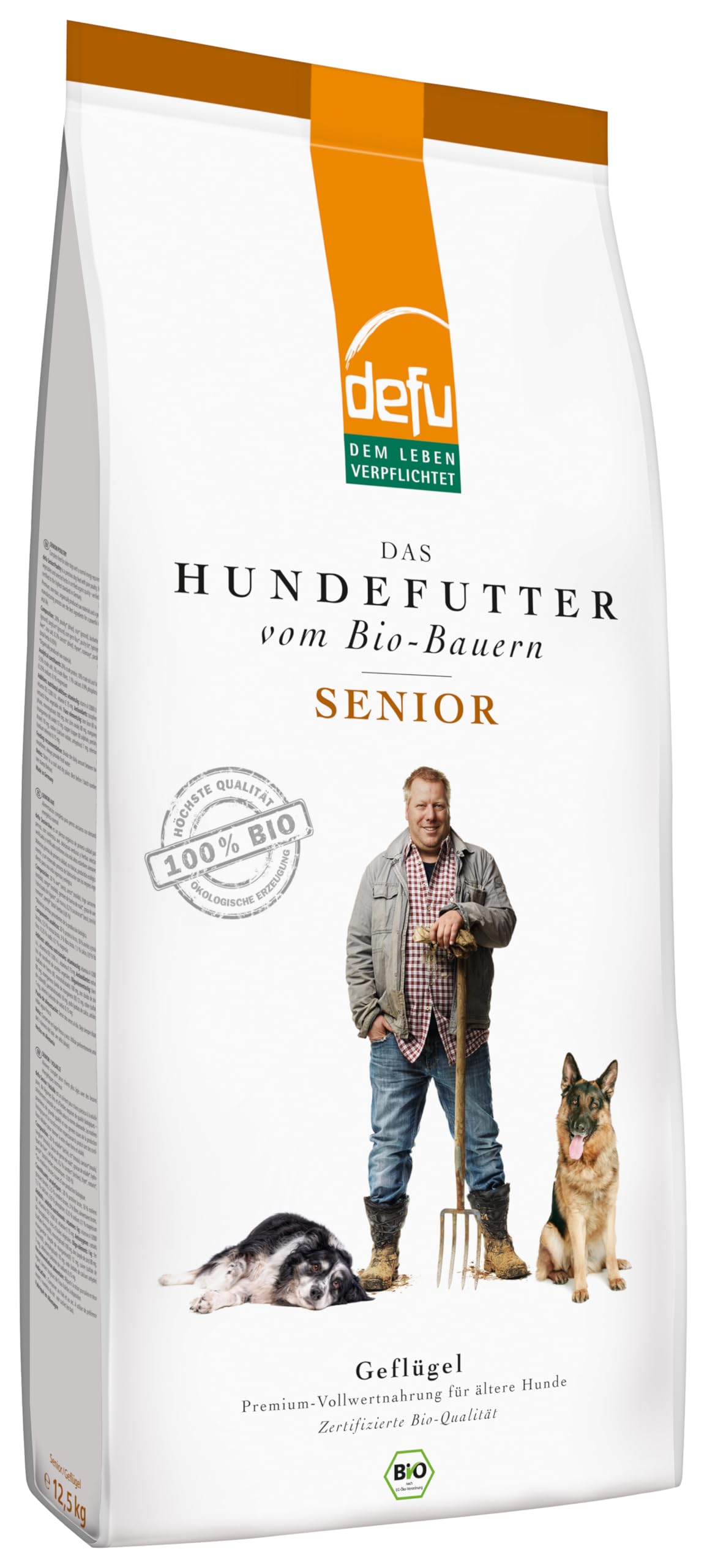 defu Hundefutter | 2 x 12,5 kg | Multipack Senior Bio Geflügel | Premium Bio Trockenfutter für ältere Hunde