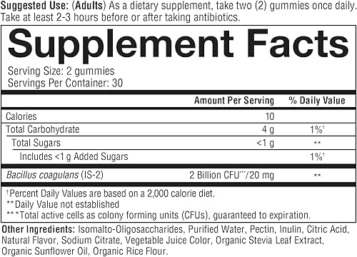Miniatura 5 de Youtheory Gomitas probióticas Spore, sabor a frambuesa, 60 unidades