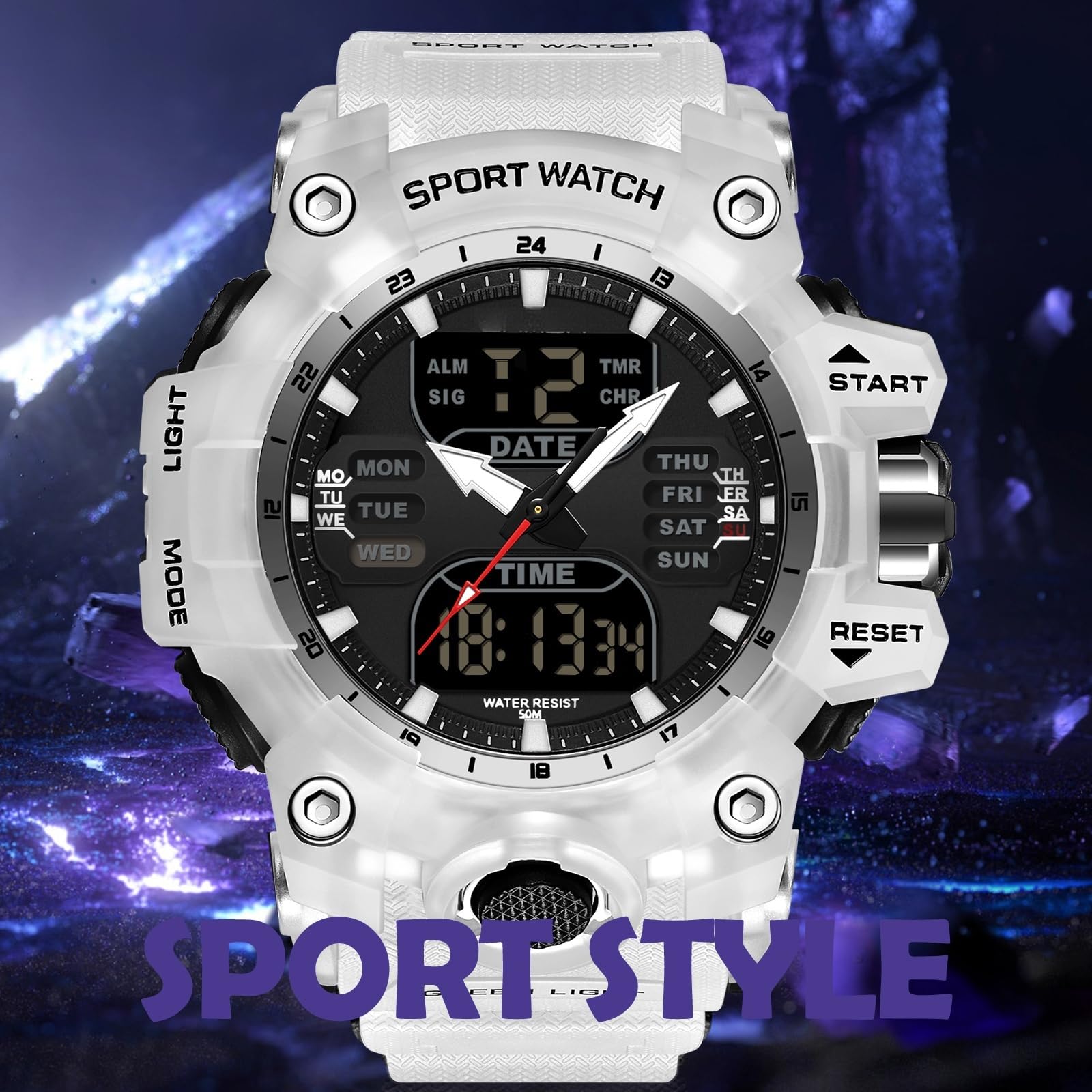 findtime Relojes para hombre digital transparente azul reloj de pulsera para hombres jóvenes diseño táctico militar único con temporizador LED pulsera de silicona