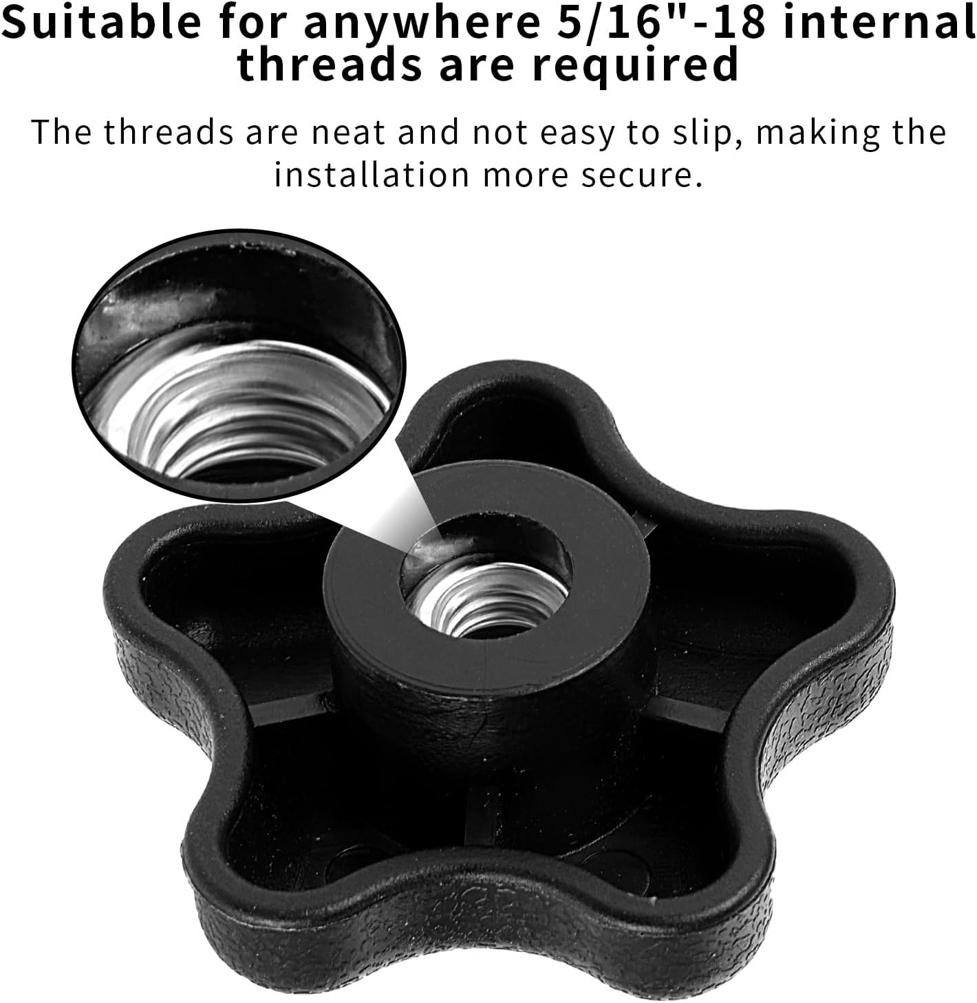 Yuanchu 10 Pcs 5/16" 18 Female Thread T Track Bolts Jig Knobs, Plastic Star Screw Hardware Nuts Accessories for Sawing Machine Drilling Machine Lathe Fixed Length Fixture