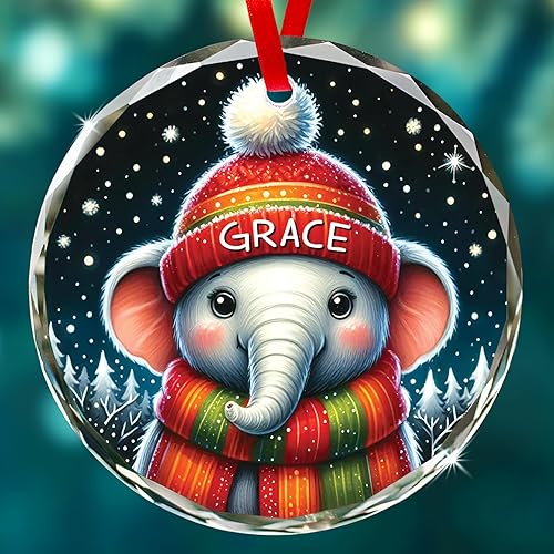 Miniatura 9 de Adorno de cristal de jirafa con nombre personalizado, regalo de adorno de Navidad personalizado para amantes de las jirafas, adornos de Navidad