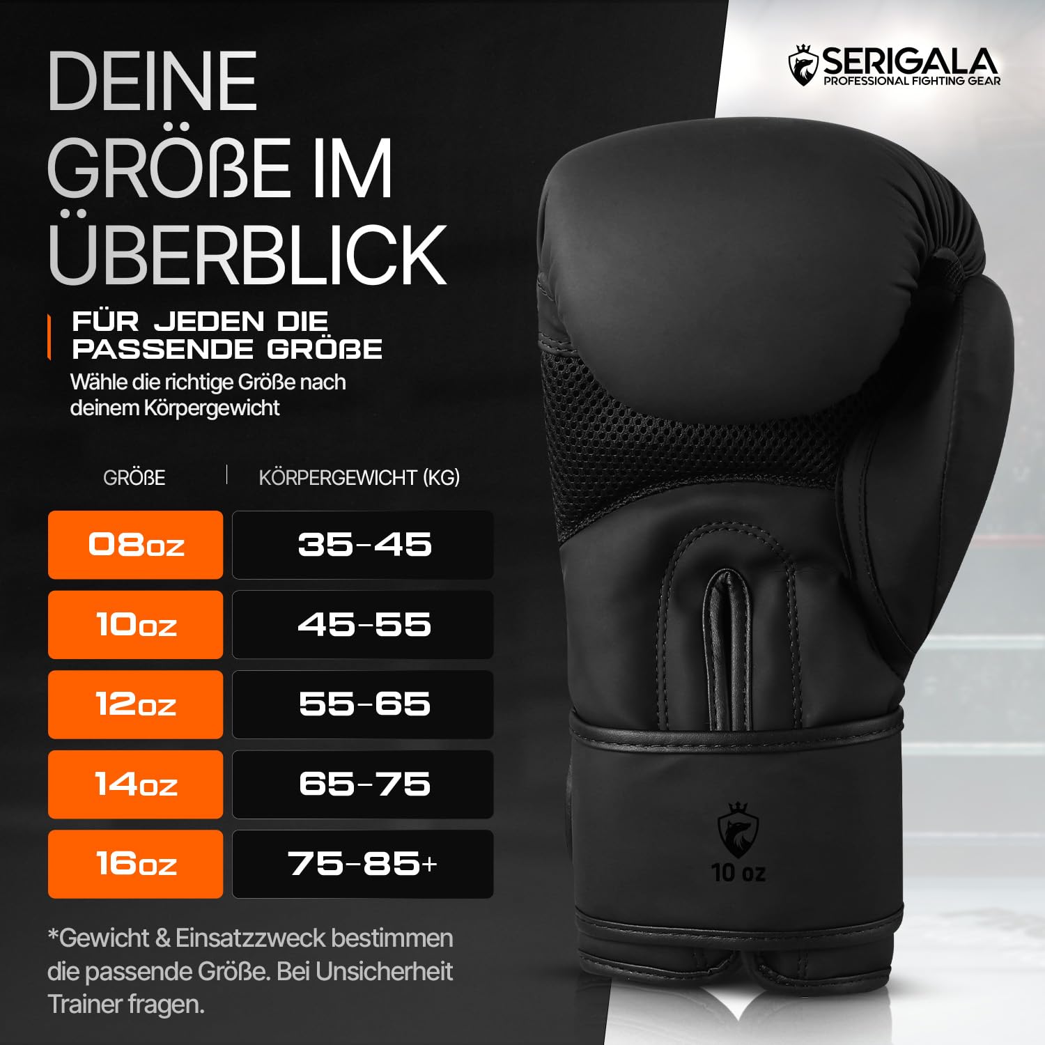 Serigala Boxhandschuhe mit idealer Stabilität und Schlagkraft - Punching Handschuhe für Boxen, MMA, Muay Thai, Boxsack Training und Sparring - Inklusive Tasche