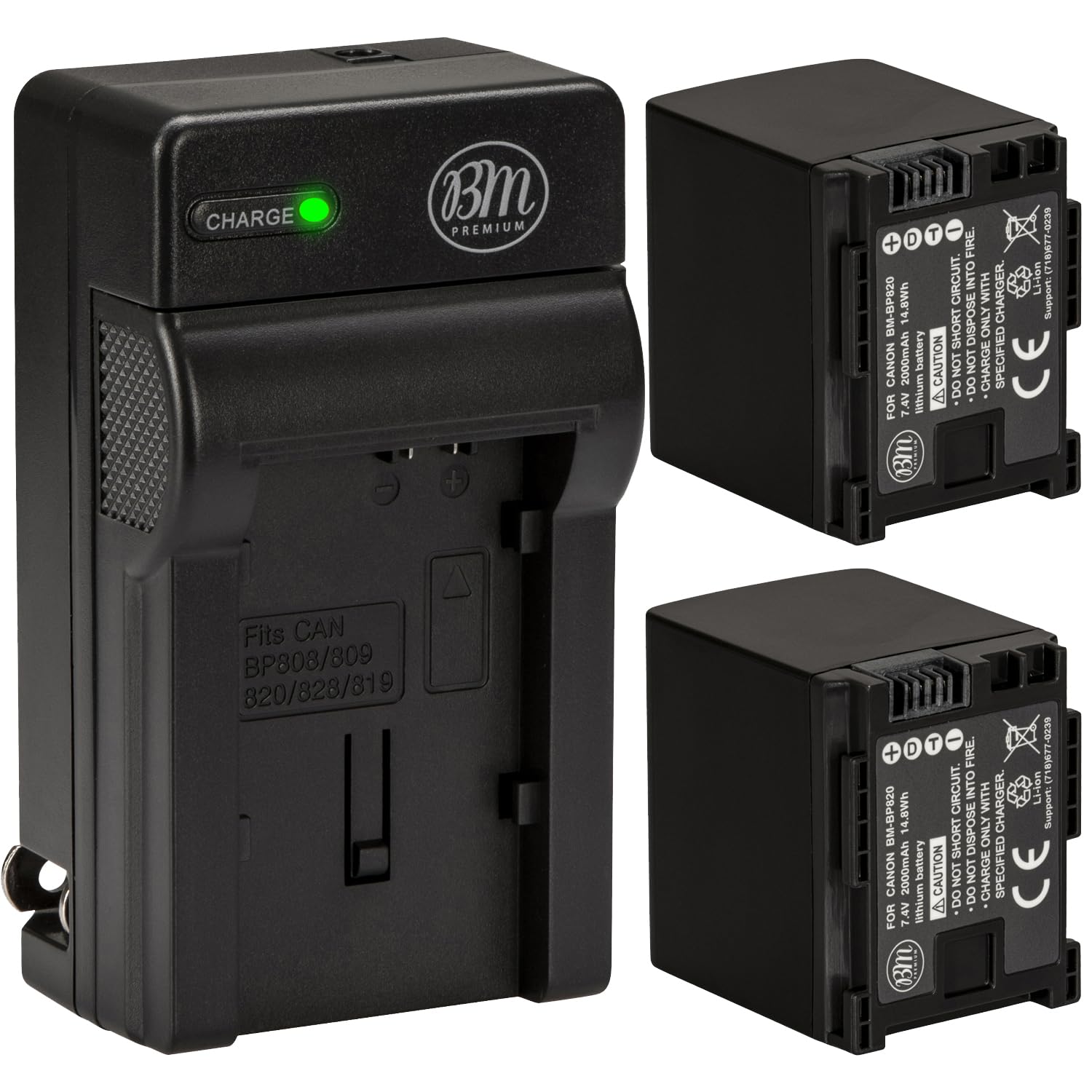 BM 2 BP-820 Batteries and Charger for Canon VIXIA HF G50, HF G60, HF G70, XA40, XA45, XA50, XA55, GX10, HFG20, HF G21, HFG30, HFG40, XA10, XA11, XA15, XA20, XA25, XA60, XA65, XA70, XA75, XF400, XF405