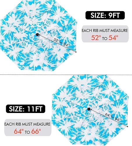 Miniatura 10 de Sombrilla de patio de 9 pies, toldo de repuesto mejorado para mesa de mercado, 8 varillas