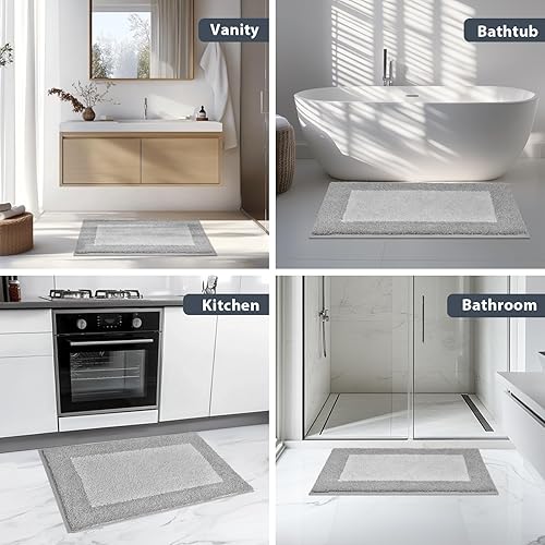 Miniatura 7 de Alfombras de baño de 24 x 60 pulgadas, antideslizantes, extrasuaves, absorbentes, lavables a máquina, de secado rápido, para suelo de baño, ducha,