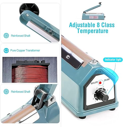 Vista 19 de METRONIC Sellador de impulso de 16 pulgadas, máquina selladora térmica manual para bolsas de plástico, selladores de bolsas retráctiles, máquina