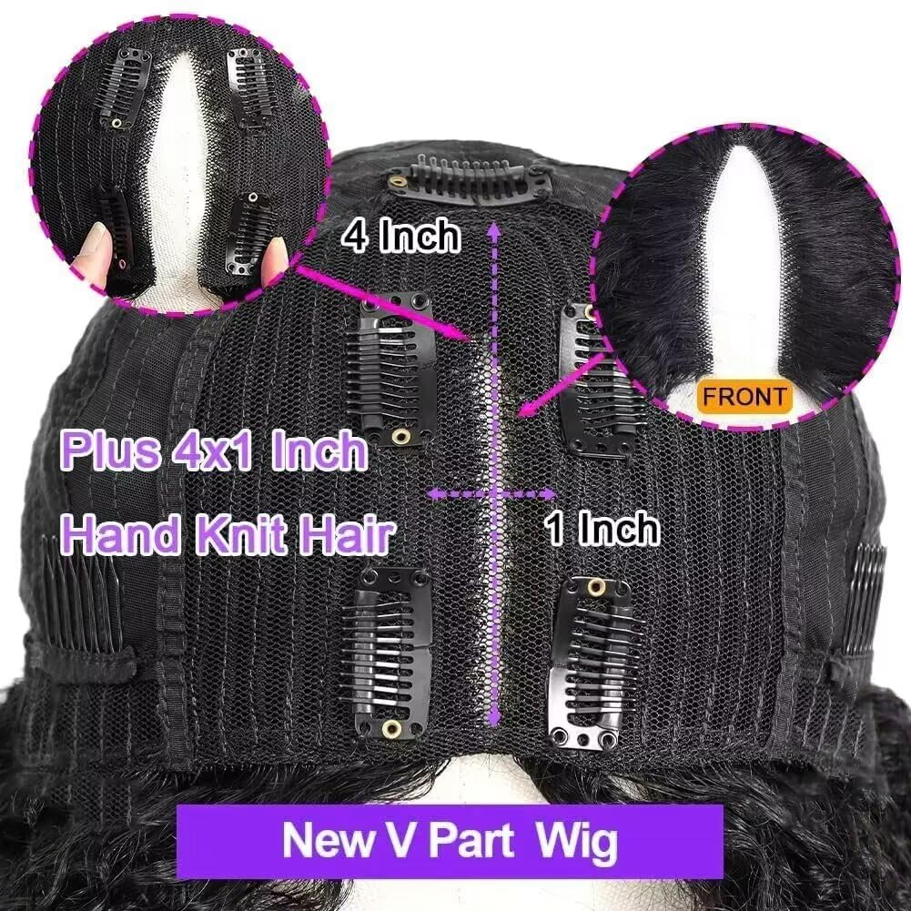 Straight Human Hair Wig V Part Wig Bob Glueless Wigs For Black Women U Part Bob Wigs Natural Black Color 12 Inch - Image 4