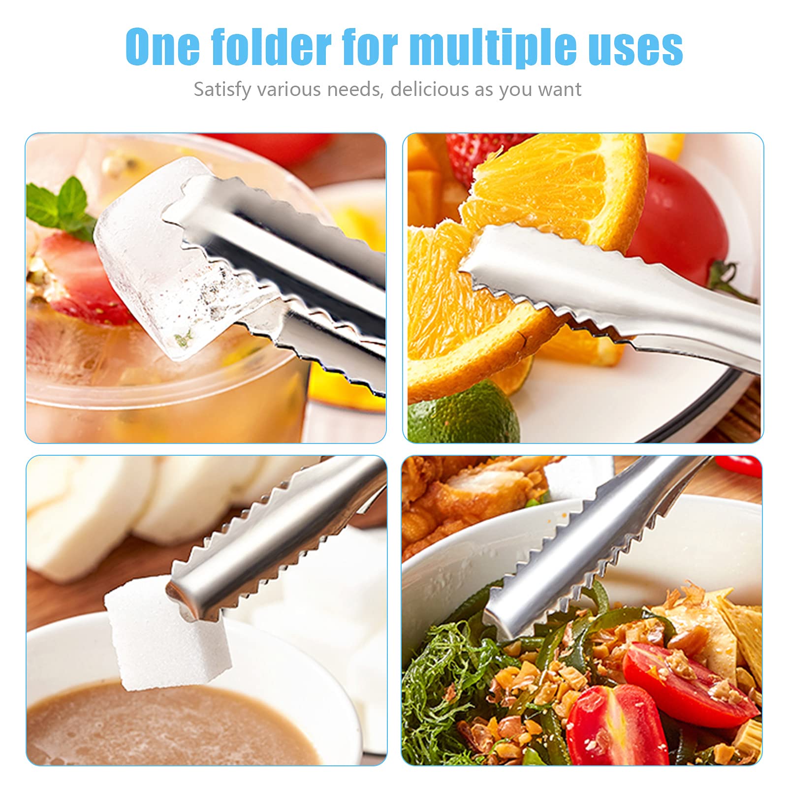 Pinze Per Zucchero E Ghiaccio - Set 8 Pezzi, Acciaio Inox Dorato, Per Buffet, Bar E Casa