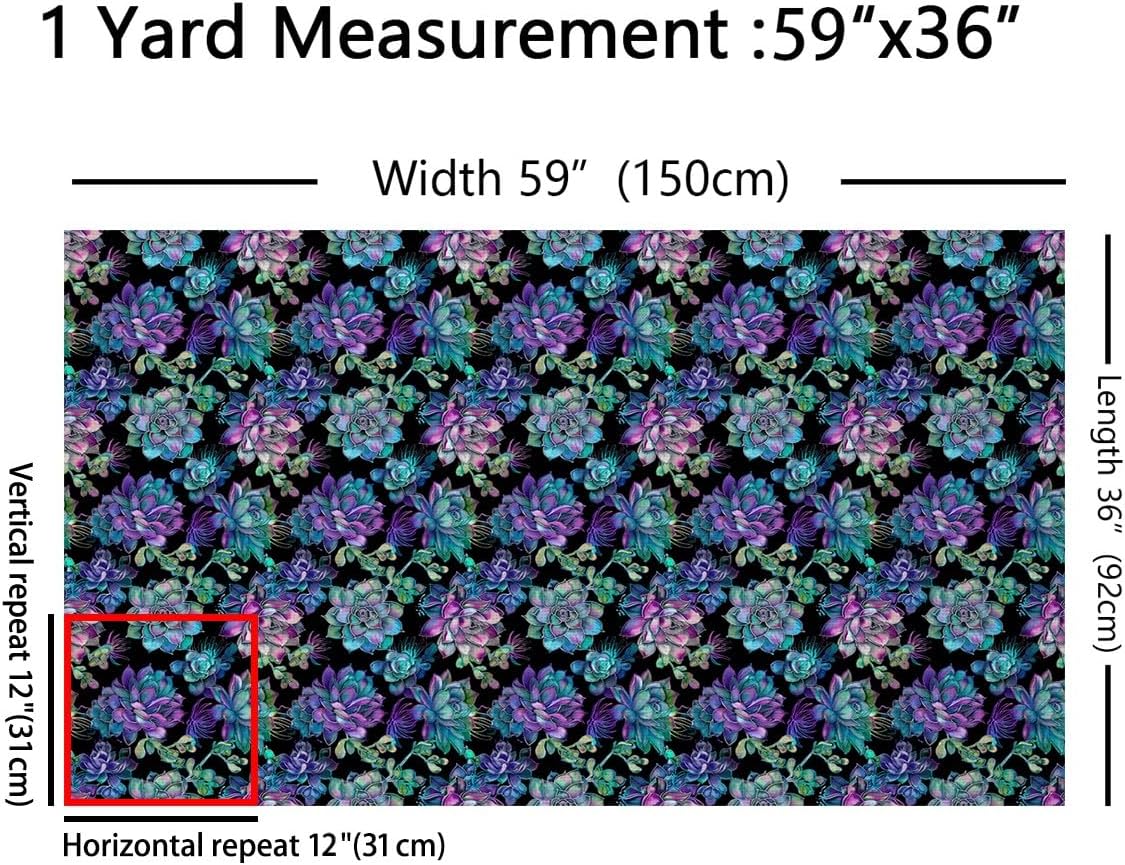 jejeloiu Kids Succulents 2 Yards Fabric by The Yard Watercolor Plant Pattern Decorative Waterproof Outdoor Fabric Garden Themed Upholstery Fabric for Chairs Outdoor Fabric