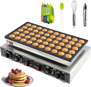Takywep 50PCS Mini Pancakes Maker Machine, Mini Dutch Pancake Maker, Commercial Electric Nonstick Waffle Maker Machine for Home and Restaurants, 110V, 1800W