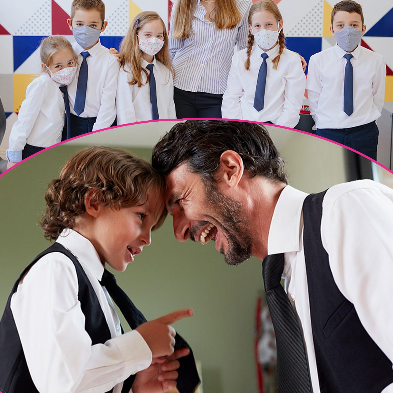 Corbata infantil preanudada de satén con cremallera ajustable 38 cm largo para niño, niña, formal, boda, celebración uniforme escolar