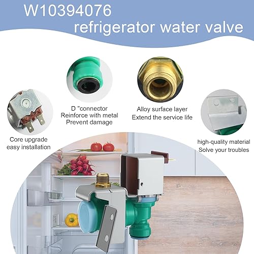 Miniatura 2 de Válvula de entrada de agua para refrigerador W10394076 K-78282 Reemplaza W10833705 W10865826 válvula de entrada de agua compatible con Whirlpool