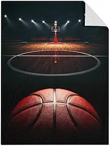 Mercuryelf Basketball Throw Blanket - Soft, Fuzzy & Warm - 60x80 Inches Flannel Blankets for Bed, Couch - Black Sports Throws Gift for Men, Women
