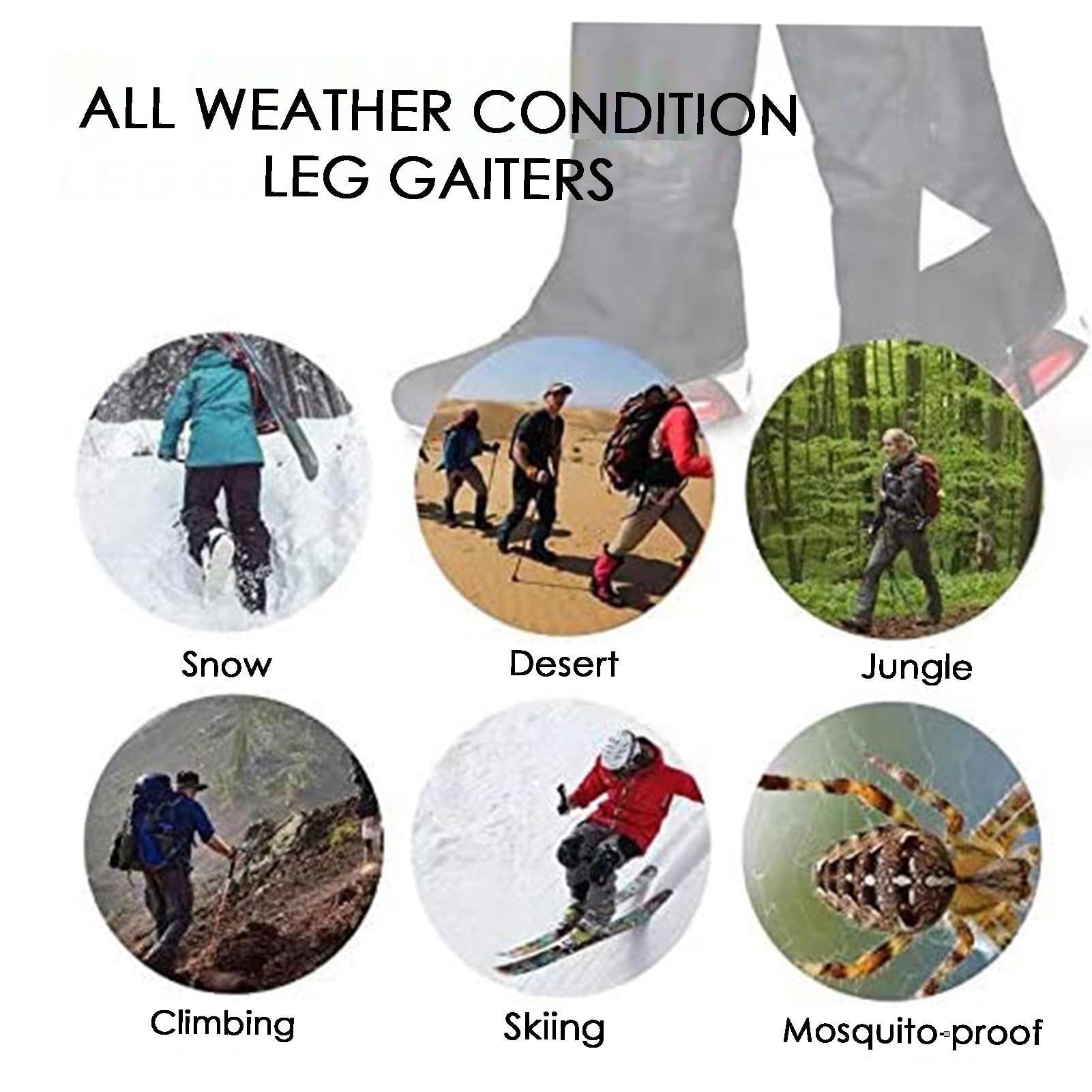 GCGC Polainas De Senderismo, Polainas Largas Ajustables For Nieve, 1 Par, For Mujeres Y Hombres, For Montaña, Nieve, Senderismo, Esquí, Caminatas, Escalada, Jardinería