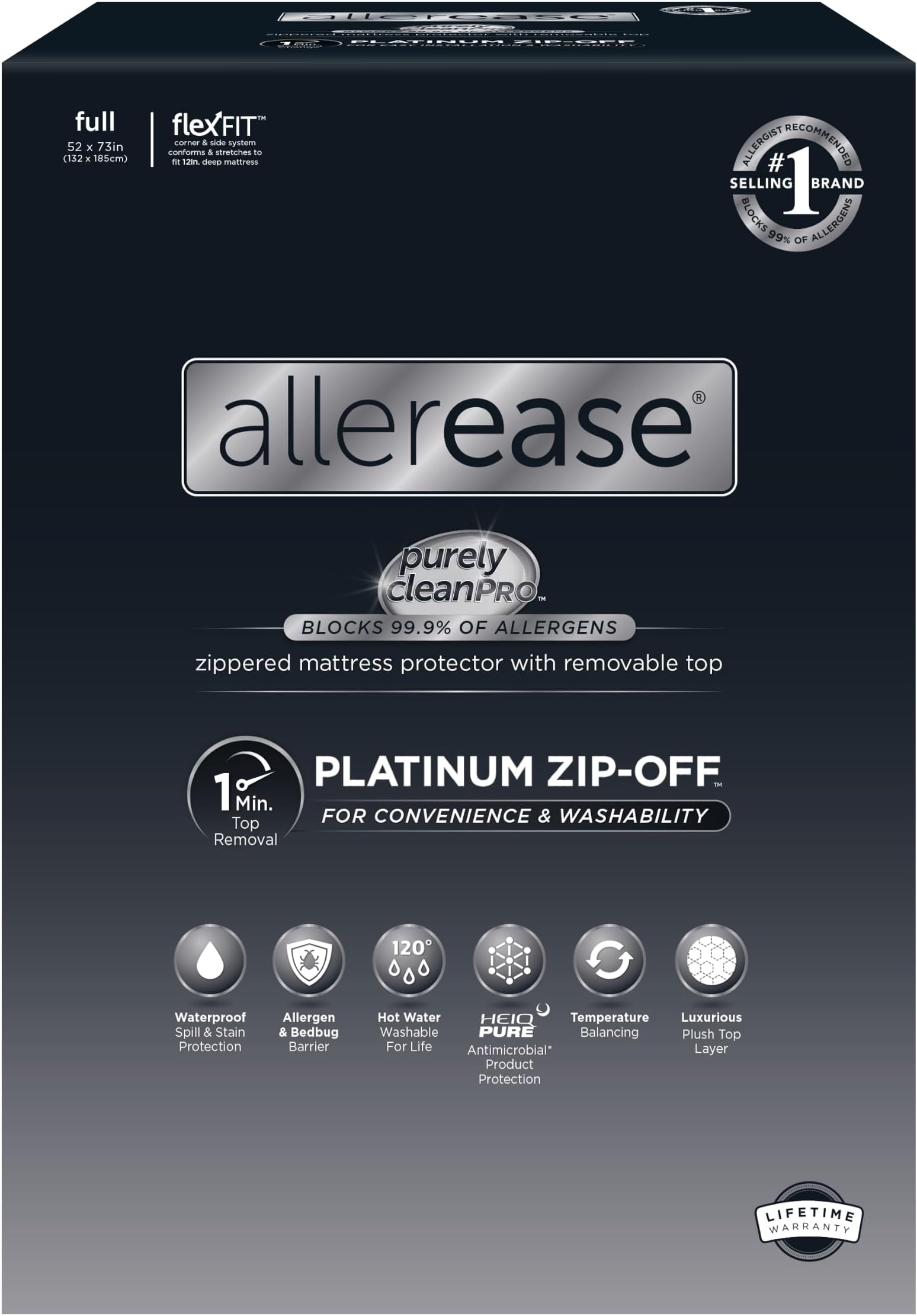 Aller-Ease Platinum Zip-Off Top Mattress Protector, Full