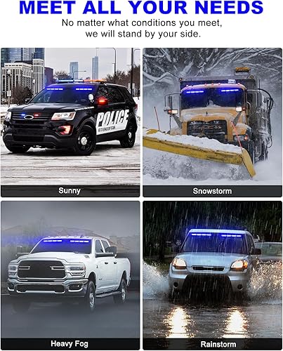 Miniatura 55 de HLauto Luces estroboscópicas de emergencia 6Z4J: luces de seguridad blancas rojas de 2 x 16.8 pulgadas, 48 luces LED intermitentes de advertencia