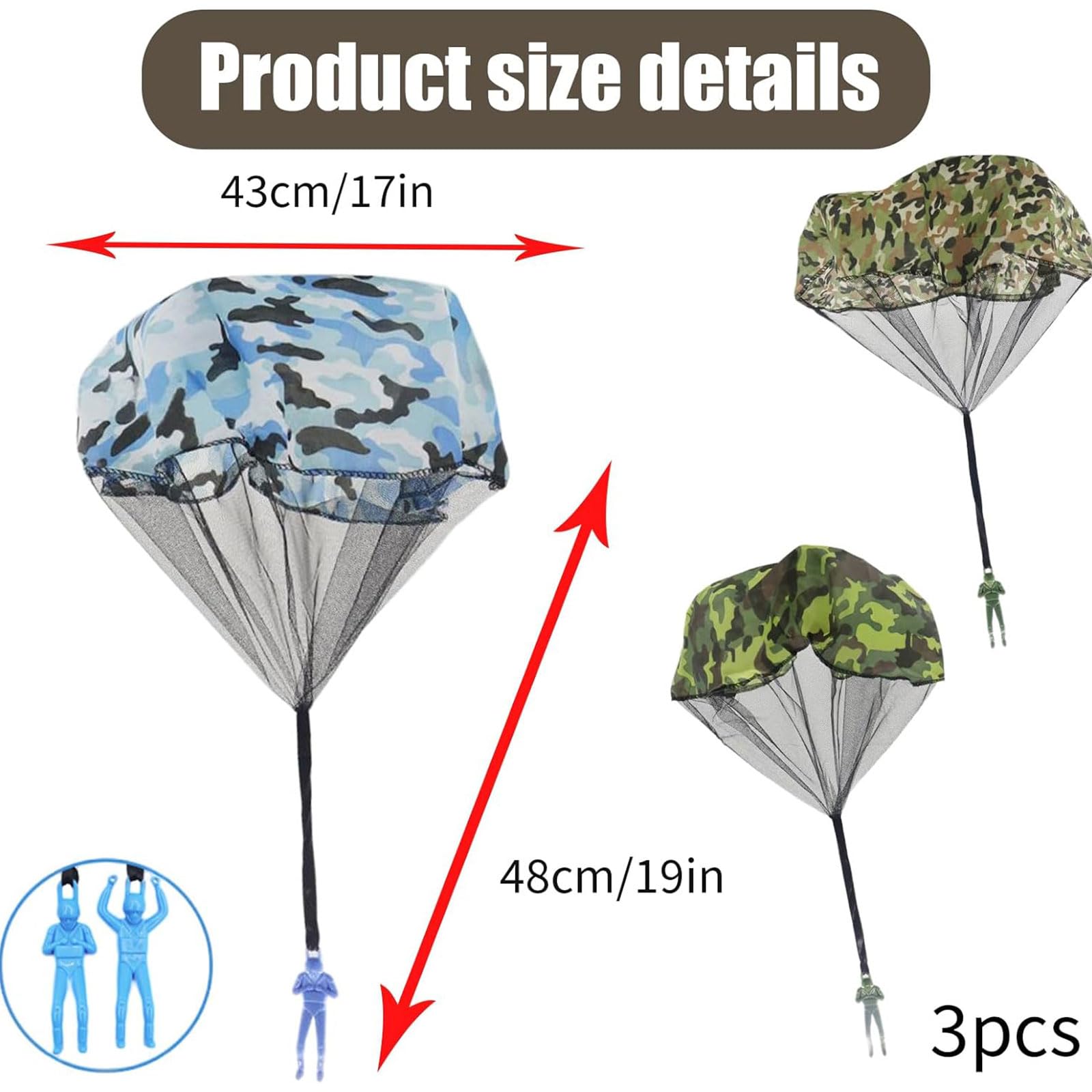 RSYHVG Hand Throw Parachute Set - Outdoor Flying Toys for Kids Ages 4-6, camouflage - Image 3
