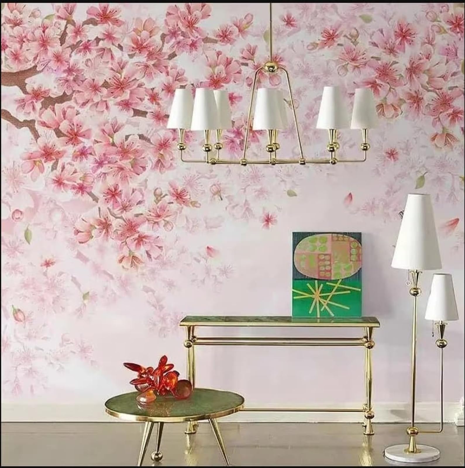 Benutzerdefinierte 3D-Fototapete Romantische Kirschblüten Wanddekoration Für Wohnzimmer,Schlafzimmer,Wandmalerei,Wohndeko-200X140Cm