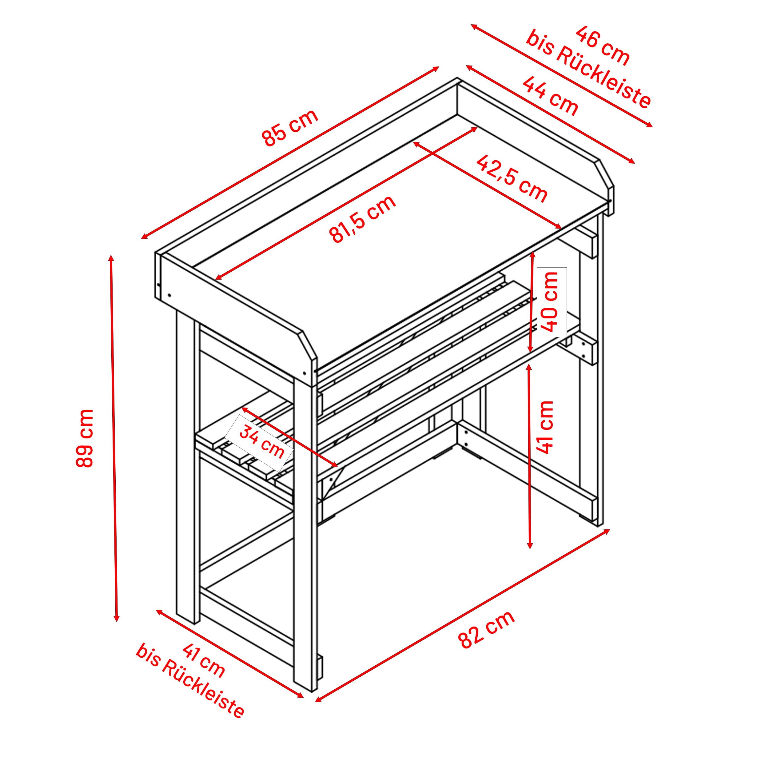 HABAU Pflanztisch aus Hemlocktanne, klappbar, FSC-Zertifiziert, 85 x 44 x 89 cm