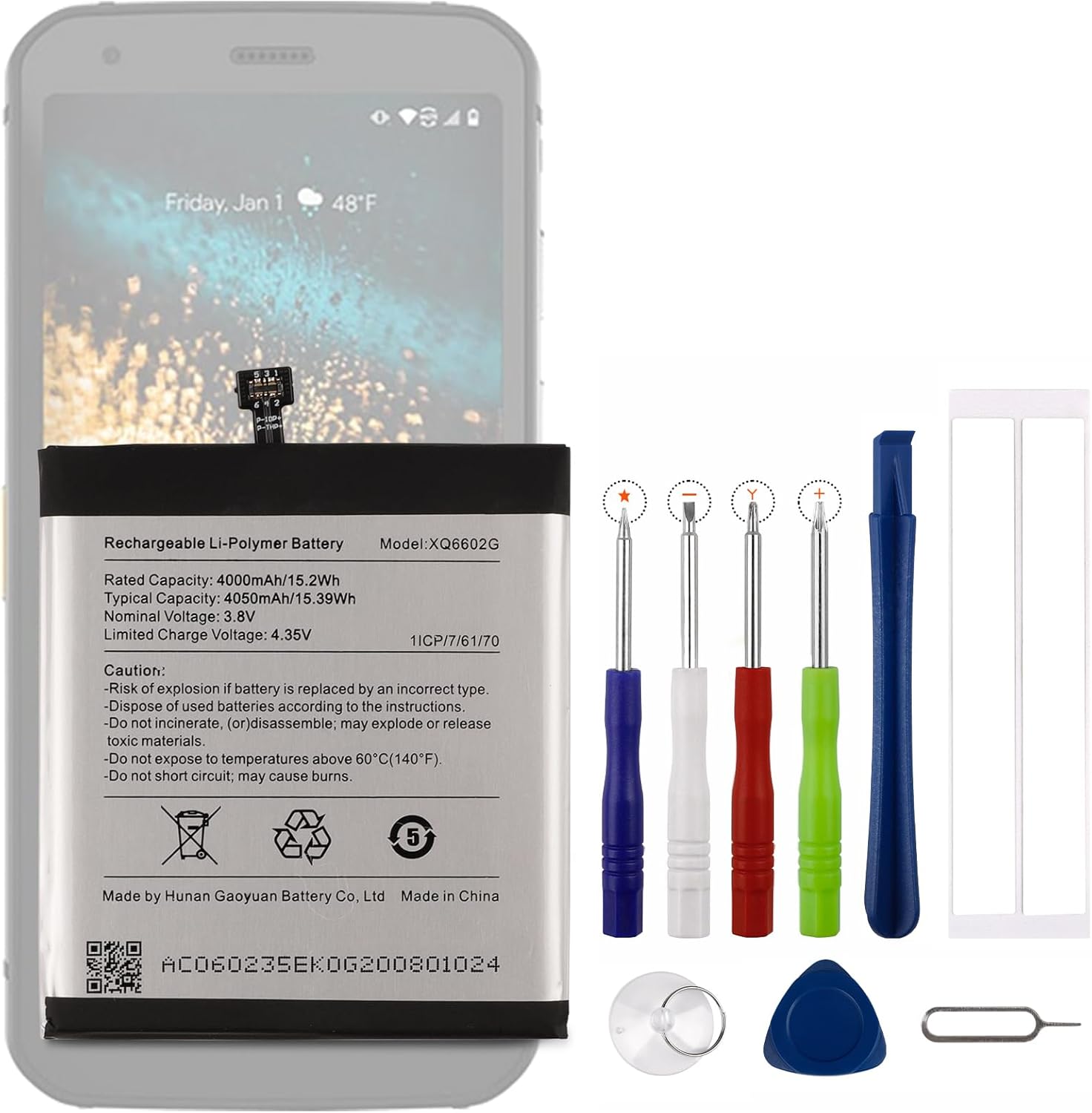 New XQ6602G Replacement Battery for T-Mobile Caterpillar CAT S62 with Technical Toolkit.