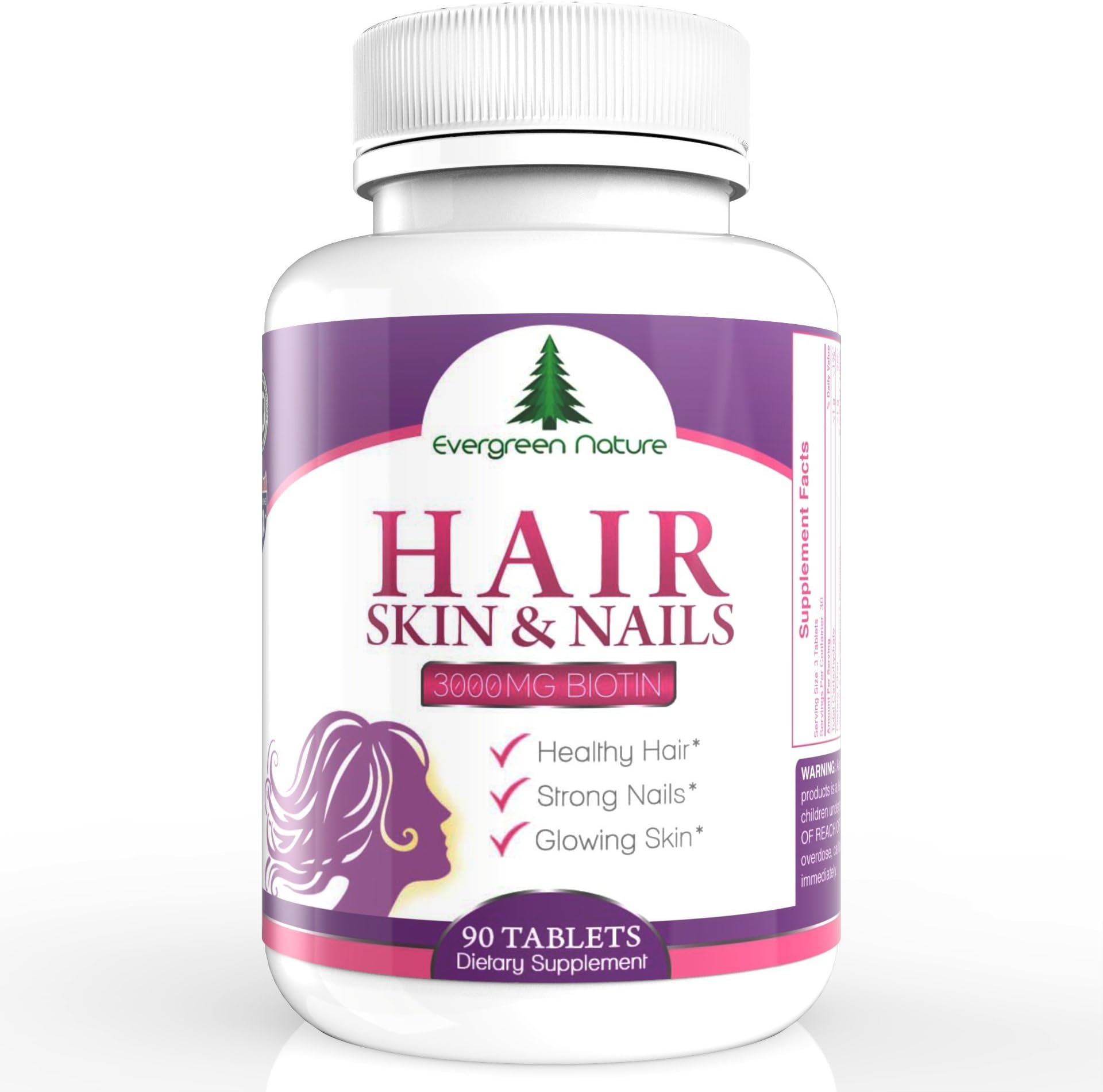 3 for 2 Offer (Add 3 to Basket 1 auto deducted) - Evergreen Nature Biotin Hair Skin and Nails Vitamins – 28 Essential Vitamins and Minerals, Helps Prevent Hair Loss, Healthy Skin & Nails