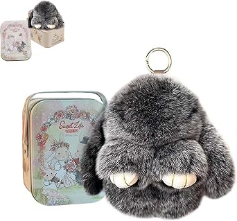 BOVVSKY Bunnylulu Keychain with Box, Bunny Keychain with Tin, BunnyCute Plush Key chain