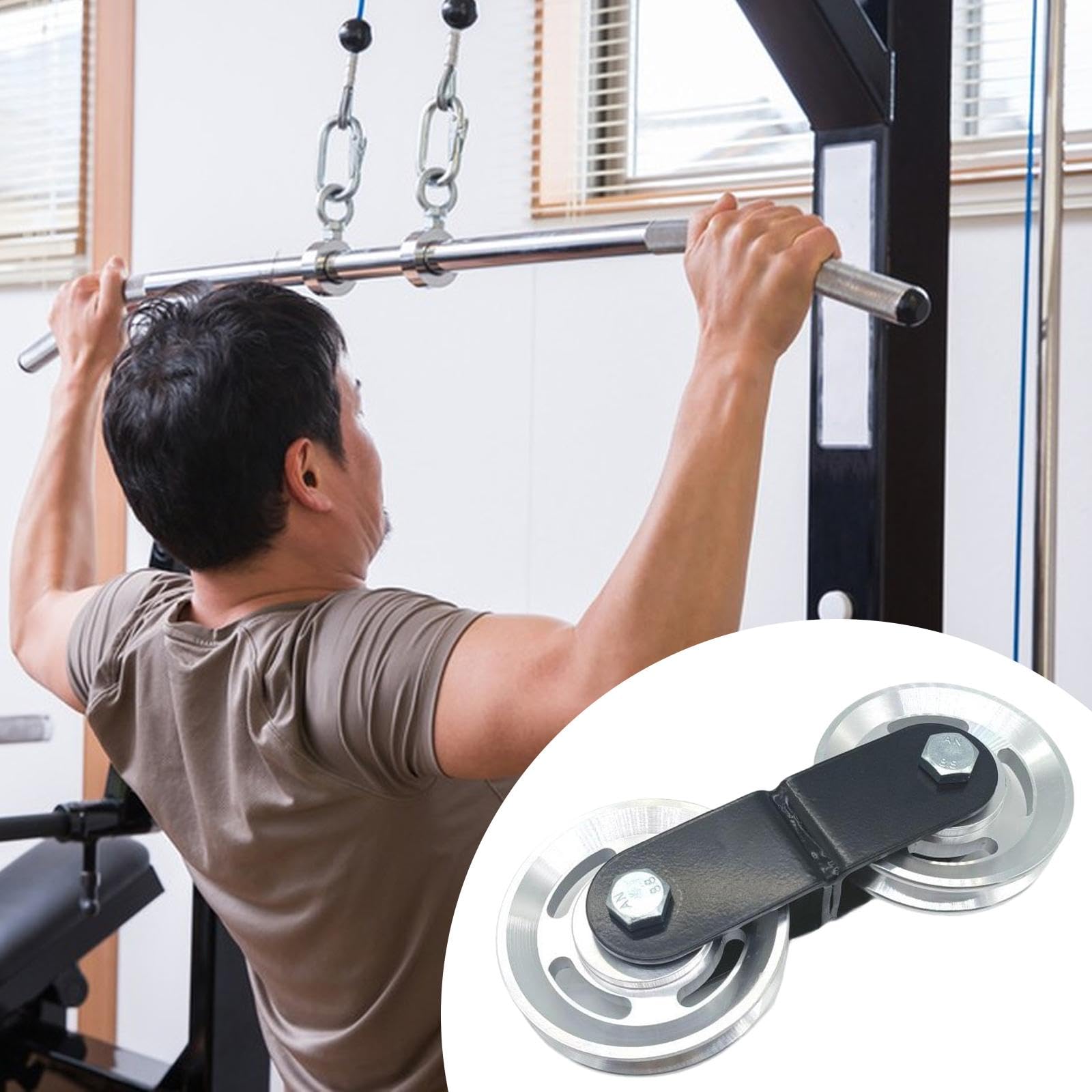 Fitness Rotella Scanalata Doppia per Trazioni Puleggia per Pesi Ricambio per Palestra con Struttura Robusta in Metallo Adatta per a, Puleggia da 88 Mm