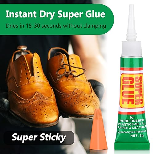 Miniatura 2 de 24 tubos de pegamento de cianoacrilato de secado rápido con tapa para reparación de zapatos, plástico, joyas de diamantes de imitación, metal, 24 x