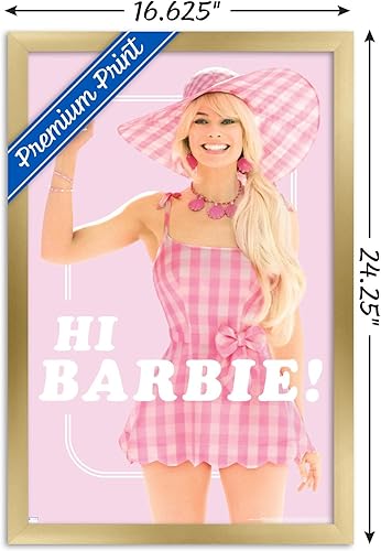 Miniatura 3 de Trends International Mattel Barbie The Movie - Póster de pared de Hi Barbie, 14.72 x 22.37 pulgadas, versión enmarcada en oro