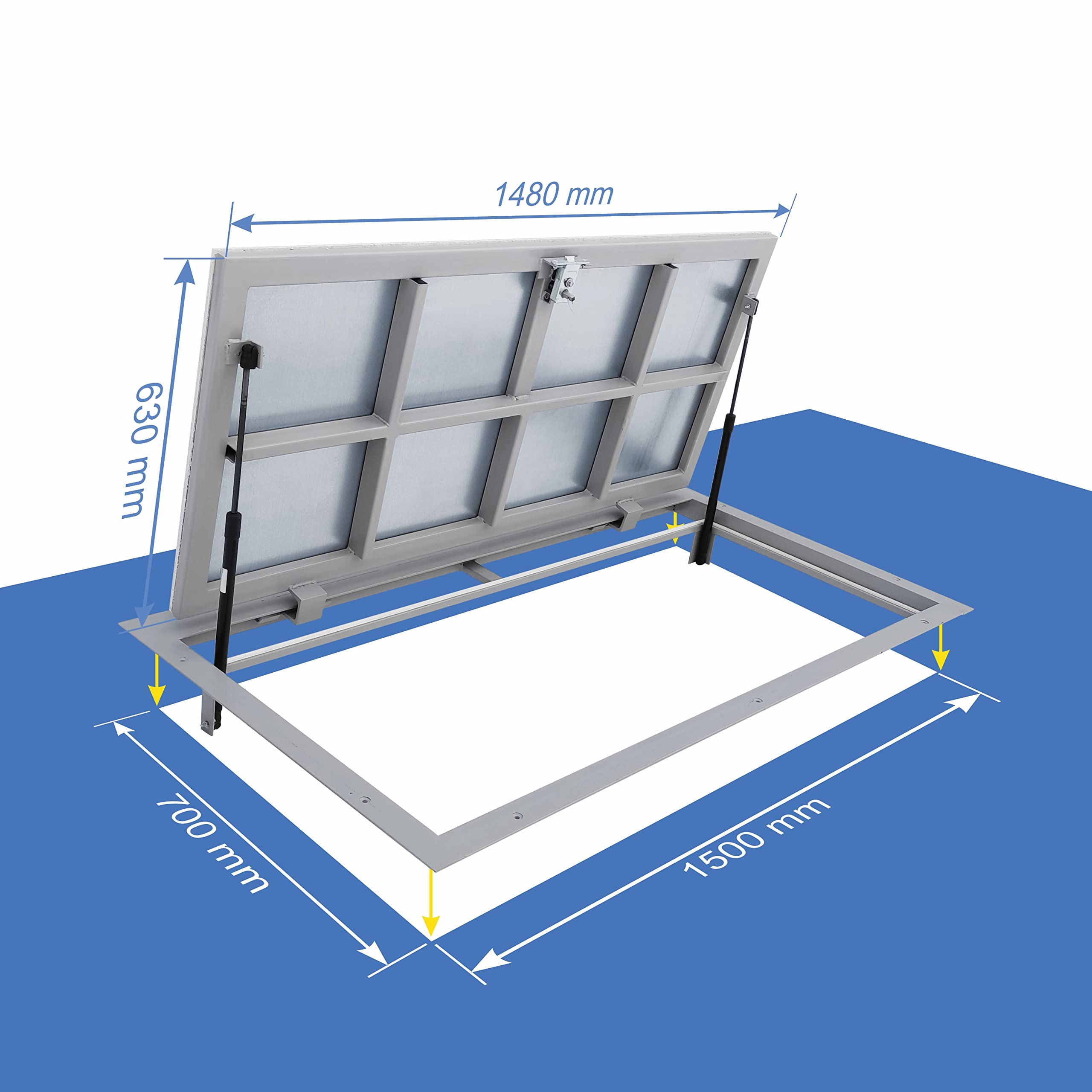 Trampilla de suelo Aluminio 700 mm x 1500 mm(P) Tapa de Registro Tapa de Pozo Puerta de Inspección Tapa de Escotilla