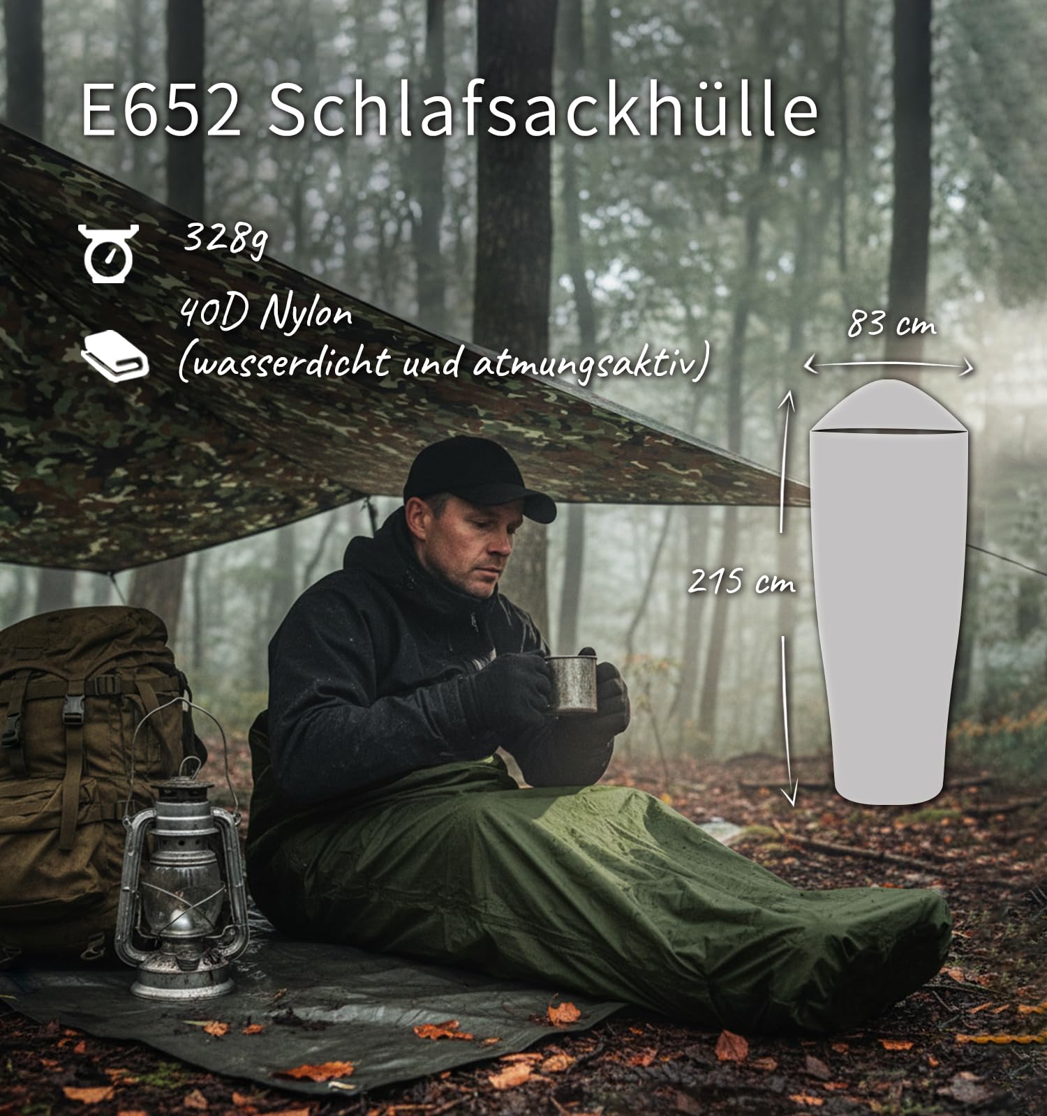Litume Biwaksack Schlafsack-Überzug – Wasserdichter & Ultraleichter Notfall-Schutz im Mumien-Stil – Kompakt Biwak-Zelt für Trekking, Bushcraft, Rucksacktouristen & Outdoor Survival Ausrüstung