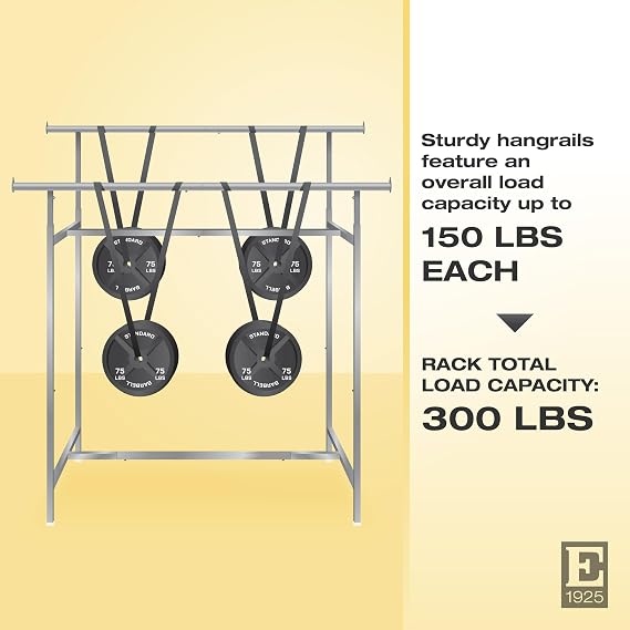 Econoco Double Bar Clothing Rack, Rectangular Hangrail, Chrome, 60x22x70in | Adjustable garment display for retail or studio, professional-grade chrome finish delivers lasting durability & refined style